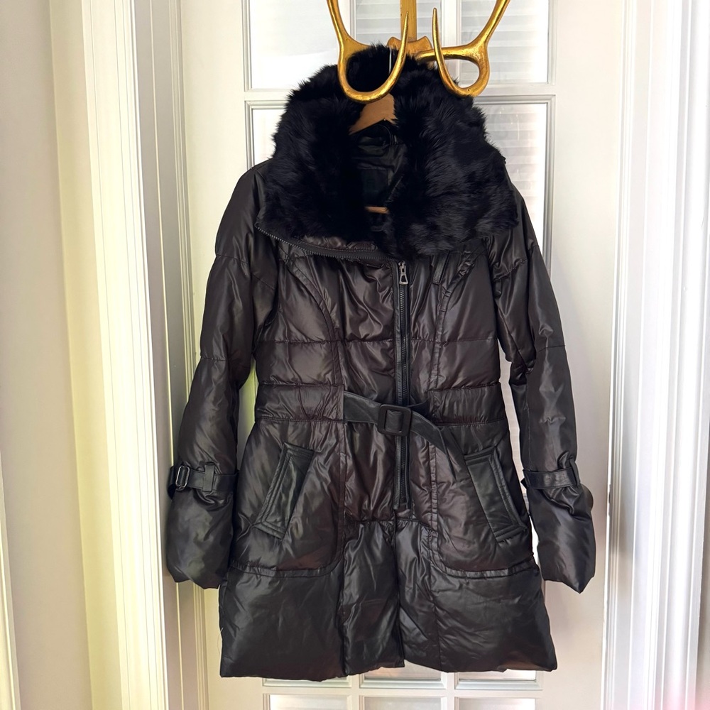 RUDSAK Stylish Parka w Genuine Fur Removable Collar and leather accents